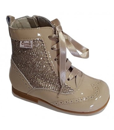 Glitter and patent boot camel