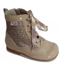 Girl's patent boots with glitter camel 4956