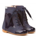 Girl's Patent Leather Boots navy 1000