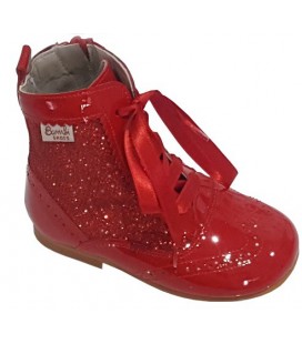 Glitter and patent boot red