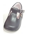 T- bar Boys shoes in leather dark grey 463