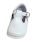 T-bar Boy shoes in leather white 463