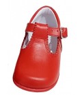 T- bar Boys shoes in leather red 463
