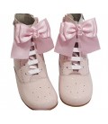 4253 Patent boots pink with bows