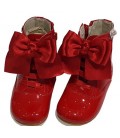 4253 Patent boots red with bows