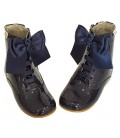 4253 Patent boots navy with bows