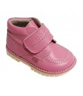 925 Kickers girs' leather bright pink
