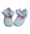 Mary Jane patent leather 4199 sky blue with Combi bow