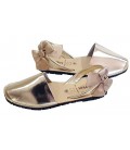 Avarcas in leather gold adults with bows