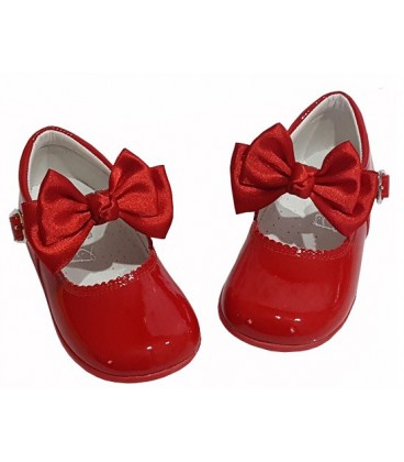 457 Girls shoes with bow red