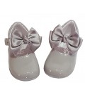 457 Girls shoes with bow grey