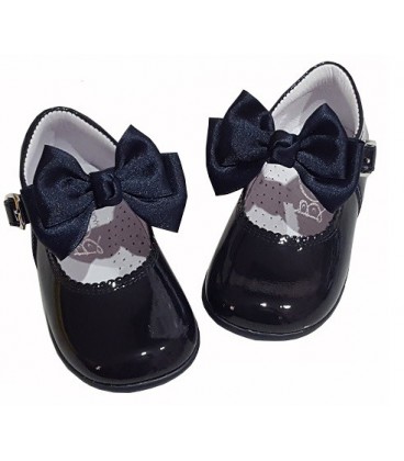 457 Girls shoes with bow navy