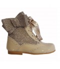 Glitter boots with side bow camel 4956