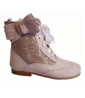 4956 Glitter boots with side bow pink