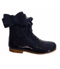 Glitter boots with side bow navy 4956