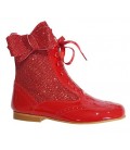 Glitter boots with side bow red 4956