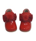 Patent Baby boots with pom pom 5161