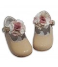 MARY JANES IN PATENT FLOWER TUL BAMBI 4199 CAMEL COMBI