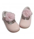MARY JANES IN PATENT FLOWER TUL BAMBI 4199 PINK