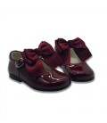 Mary Jane patent leather 4199 burgundy with Chantelle bow
