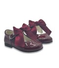 Mary Jane patent leather 4199 burgendy with Julieta bow